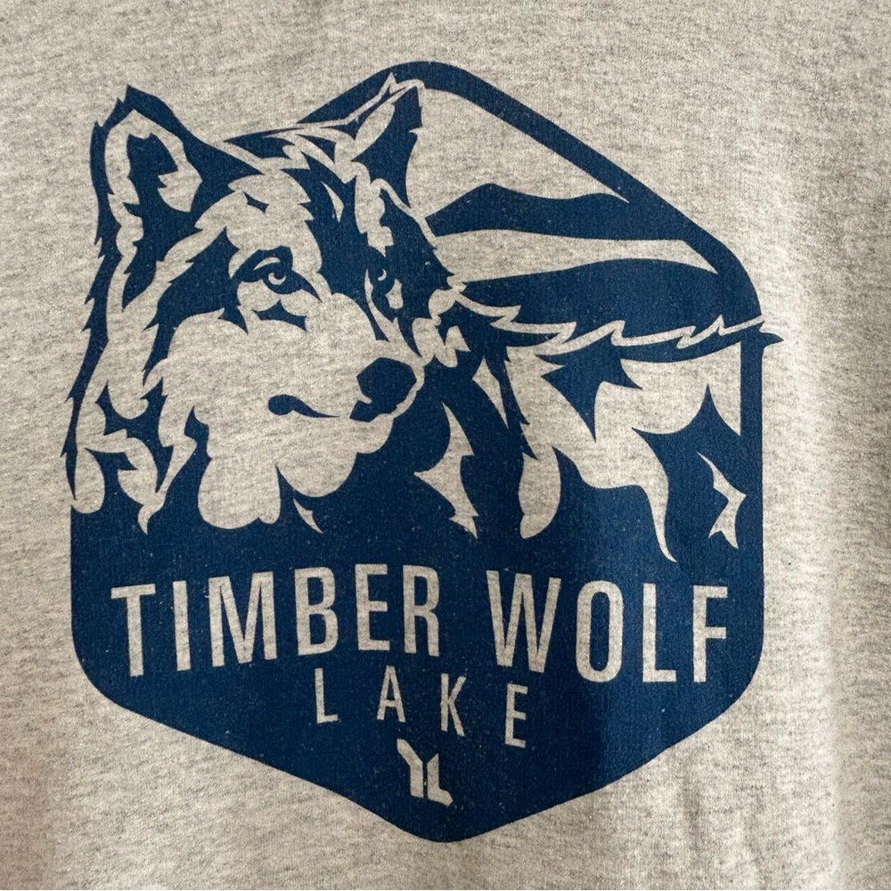 Gray Timber Wolf Lake Graphic Hoodie Heavy Blend Size 2XL - Picture 4 of 6